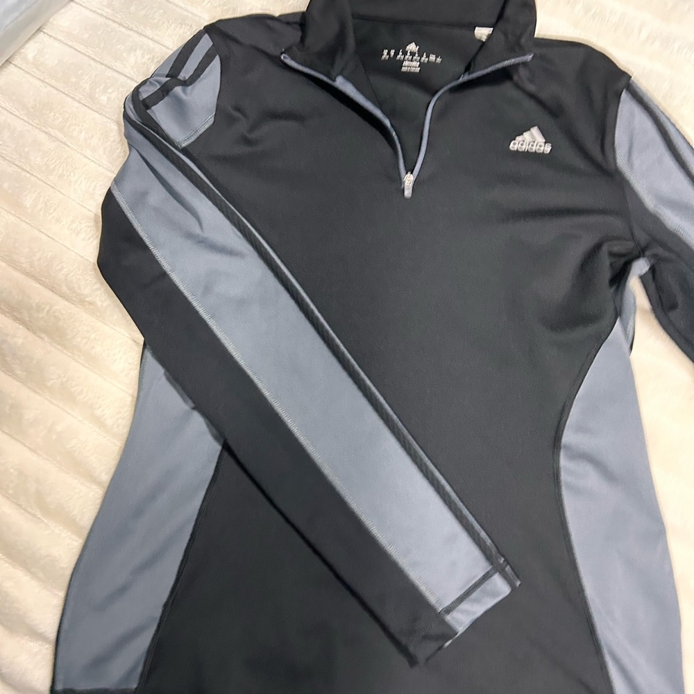 🔵 Adidas Black and Gray Climalite Jacket